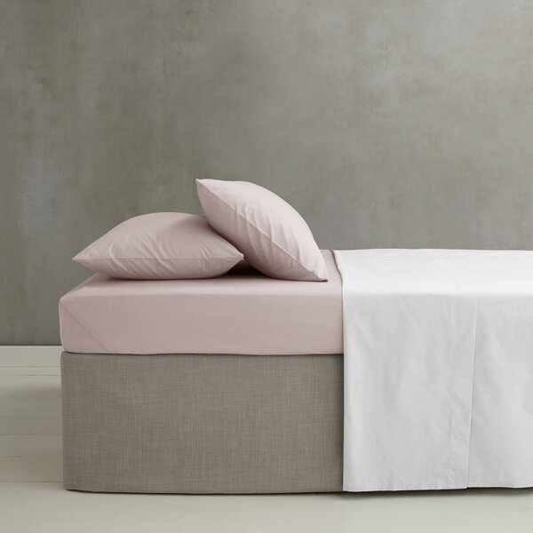 Světle růžové napínací perkálové prostěradlo 135x190 cm Easy Iron Percale – Catherine Lansfield