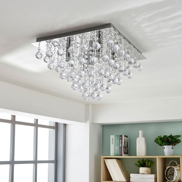Stropní Lampa Lindby, Annica, stmívatelné, Transparentní, Obývací pokoj, Kov, Moderní