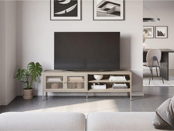 Krémový kovový TV stolek 160x50x35 cm Fayna – Marckeric