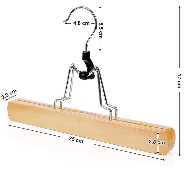 SONGMICS Dřevěné ramínko na kalhoty 12 kusů - přírodní