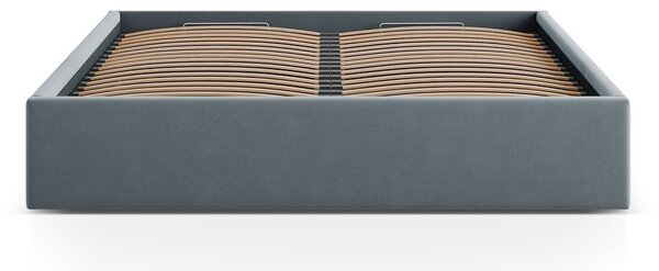 Světle modrá čalouněná dvoulůžková postel s úložným prostorem/bez čela s roštem 160x200 cm Susan – Micadoni