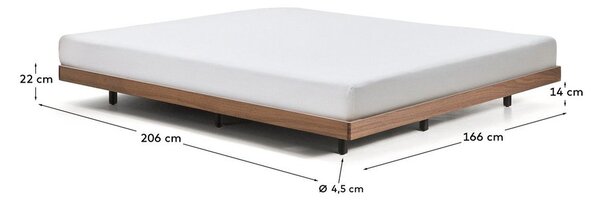 Hnědá dvoulůžková postel z březového dřeva bez čela s roštem 160x200 cm Norlen – Kave Home