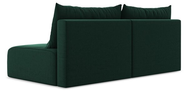Tmavě zelená sametová rozkládací/s úložným prostorem pohovka 216 cm Kalena – Makamii