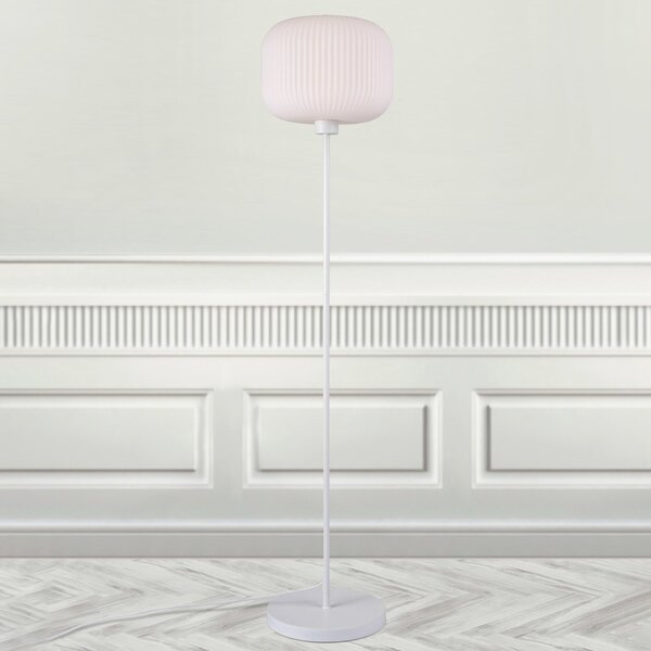 Stojací Lampa Nordlux, Milford, Bílá, Obývací pokoj, Sklo, Skandinávský