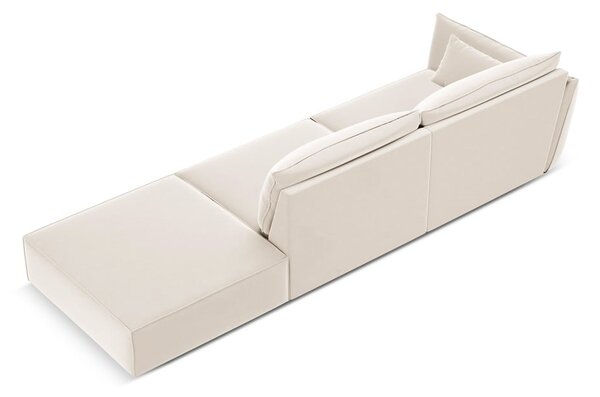 Béžová sametová pohovka levý roh 264 cm Vanda – Mazzini Sofas