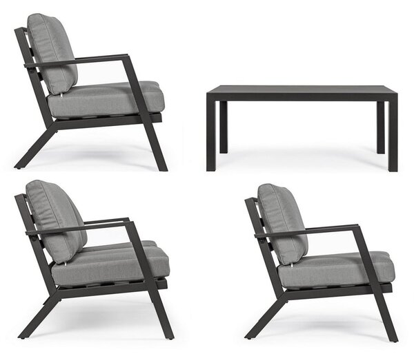 Šedý hliníkový zahradní lounge set pro 4 Harley – Bizzotto