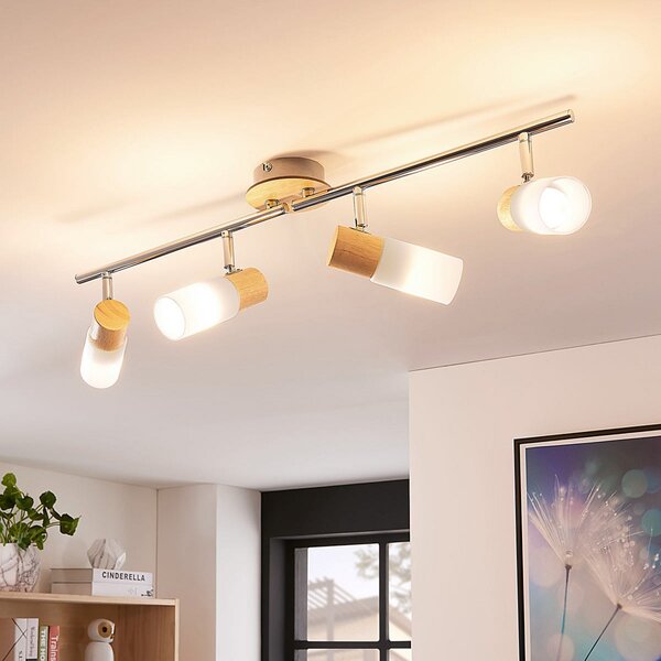 Stropní Lampa Lindby, Christoph, Dřevo, Obývací pokoj, Dřevo, Venkovský / rustikální