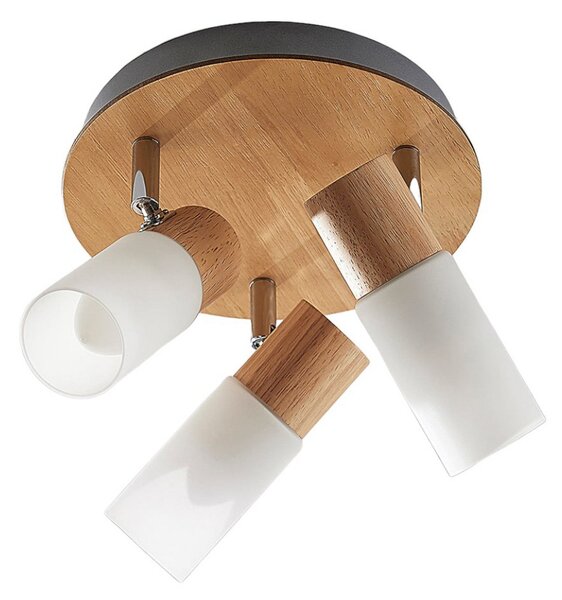 Stropní Lampa Lindby, Christoph, stmívatelné, Dřevo, Obývací pokoj, Dřevo, Venkovský / rustikální