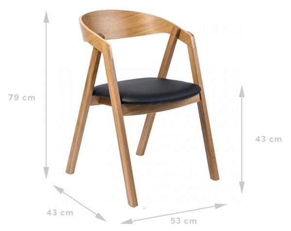 FormWood Přírodní dubové křeslo Henry s černou koženkou