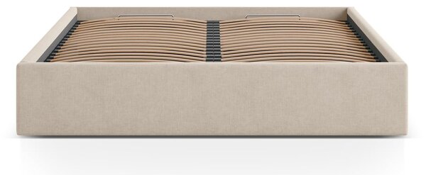 Světle hnědá čalouněná dvoulůžková postel s úložným prostorem/bez čela s roštem 180x200 cm Susan – Micadoni