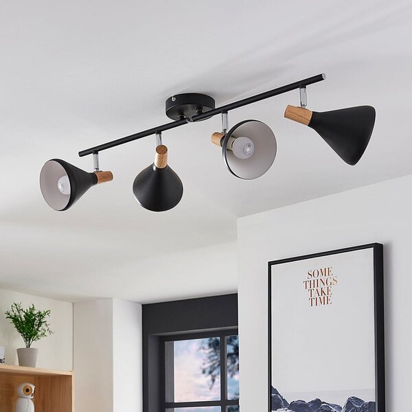 Stropní Lampa Lindby, Arina, stmívatelné, Černá, Ložnice, Kov, Moderní