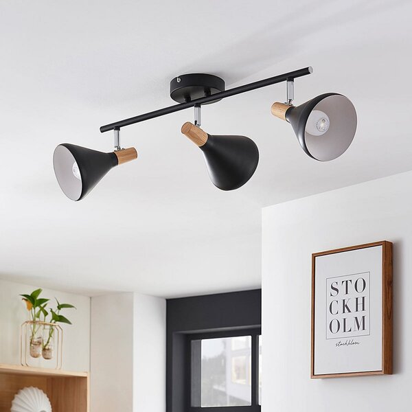 Stropní Lampa Lindby, Arina, stmívatelné, Černá, Ložnice, Kov, Moderní
