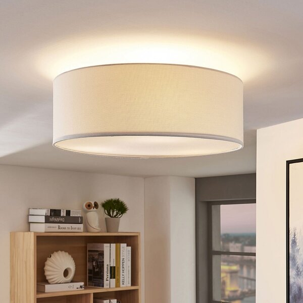 Stropní Lampa Lindby, Mariat, stmívatelné, Bílá, Obývací pokoj, Tkanina / Textil, Moderní