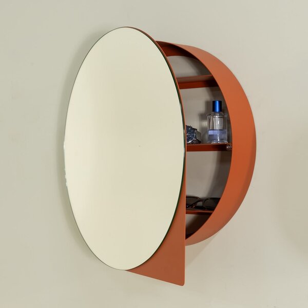 Kovová závěsná/se zrcadlem koupelnová skříňka v terakotové barvě 55x55 cm Sonnet – Spinder Design