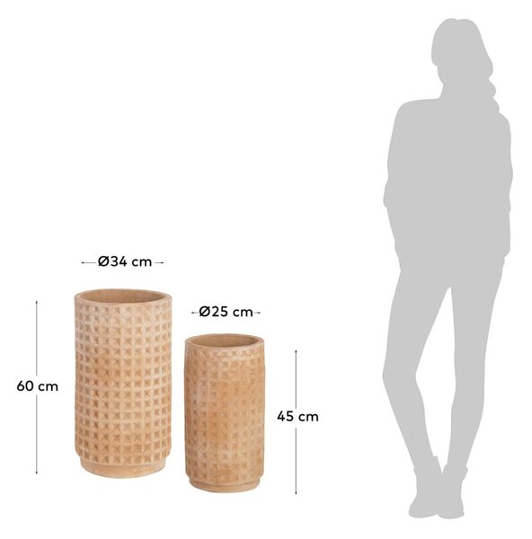 Set dvou terakotových květináčů Kave Home Celi 60/45 cm