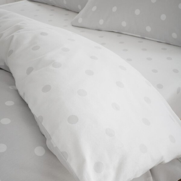 Bílé/šedé napínací flanelové prostěradlo 150x200 cm Polka Dot – Catherine Lansfield