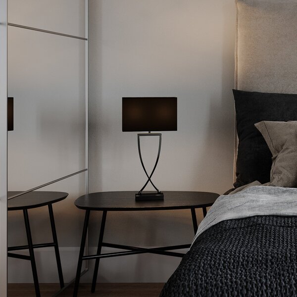 Stolní lampa By Rydéns, Omega, Metalická, Obývací pokoj, Tkanina / Textil, Moderní