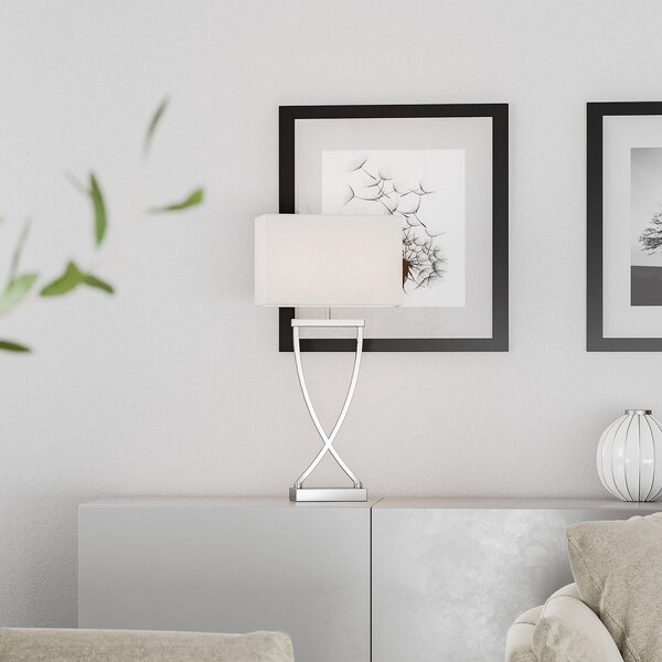 Stolní lampa By Rydéns, Omega, Metalická, Obývací pokoj, Tkanina / Textil, Moderní