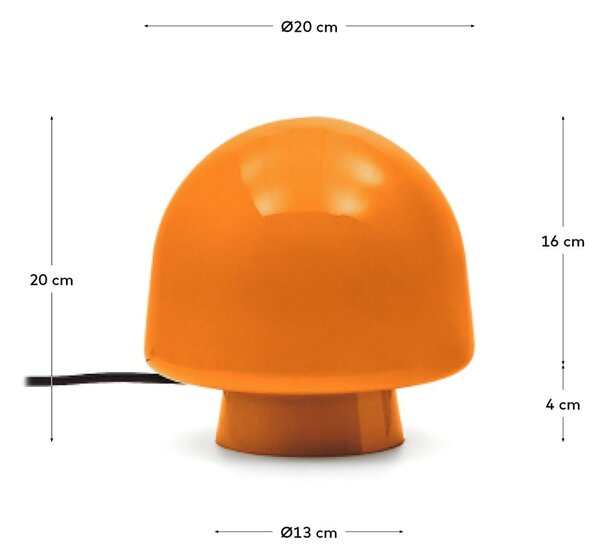 Oranžová stolní lampa se skleněným stínidlem (výška 20 cm) Reig – Kave Home