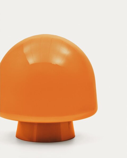 Oranžová stolní lampa se skleněným stínidlem (výška 20 cm) Reig – Kave Home