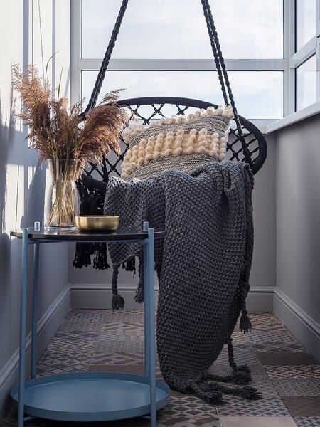 Bluegarden Závěsné houpací křeslo Lack černé