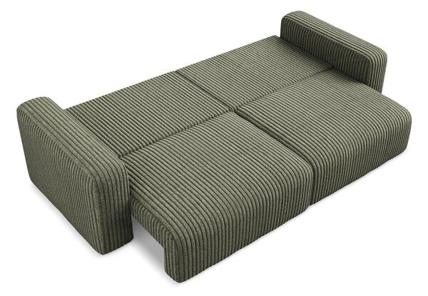 Zelená manšestrová rozkládací/s úložným prostorem pohovka 252 cm Kona – Makamii