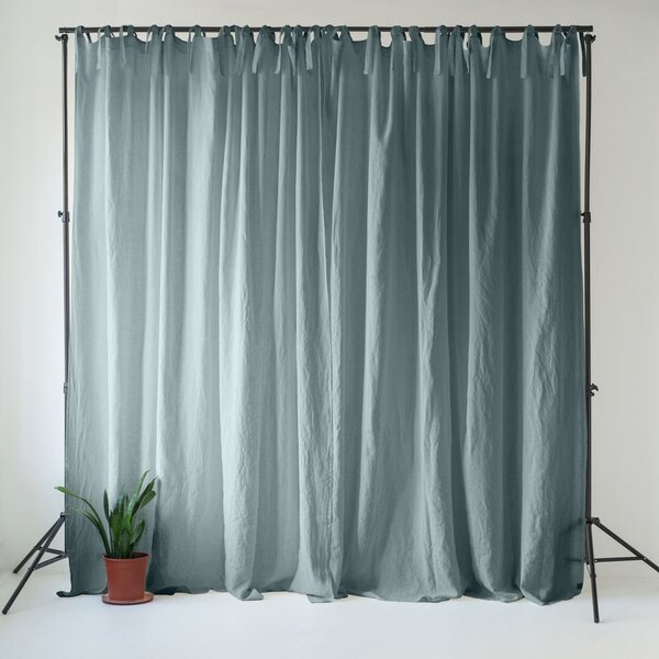 Šedomodrý lněný závěs 140x300 cm Blue Fog – Linen Tales