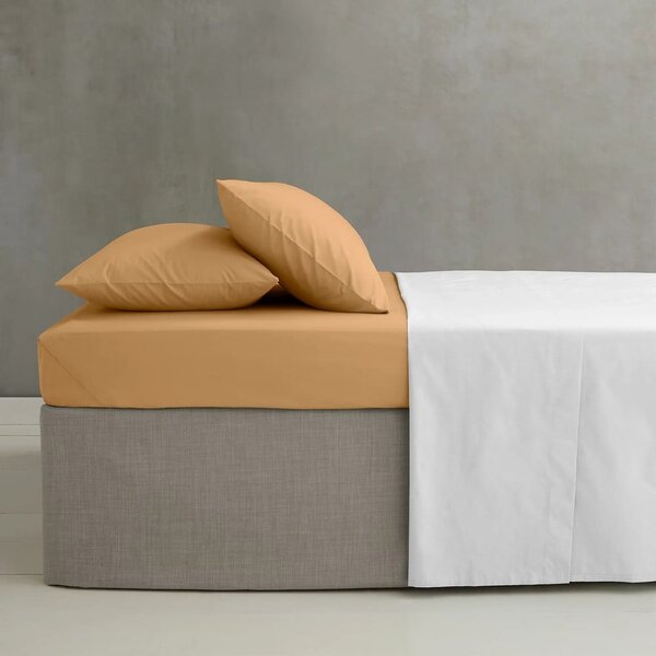 Žluté/oranžové napínací perkálové prostěradlo 90x190 cm Easy Iron Percale – Catherine Lansfield