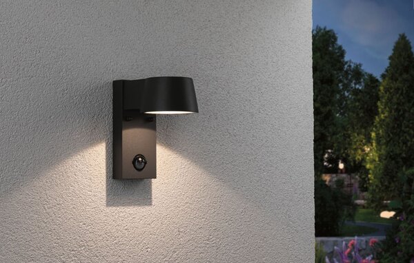 P 94453 Venkovní nástěnné svítidlo Capea antracit IP44 6W 230V teplá bílá pohybové čidlo - PAULMANN
