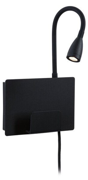 Nástěnná Svítidla Paulmann, Halina USB, Černá, Ložnice, Kov, Moderní