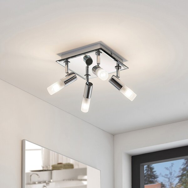 Stropní Lampa Lindby, Zela, stmívatelné, Metalická, Koupelna, Kov, Moderní