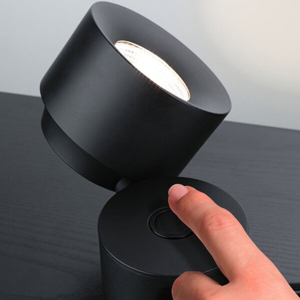Stolní lampa Paulmann, Puric Pane I, stmívatelné, Černá, Obývací pokoj, Kov, Moderní