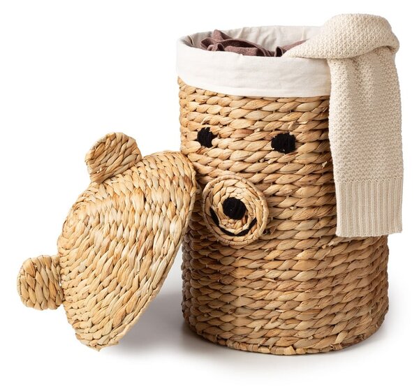 Dětský koš na hračky z vodního hyacintu v přírodní barvě ø 30x56 cm Bear – Compactor