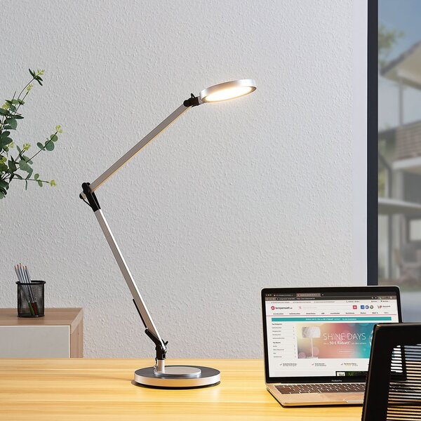 Stolní lampa Lindby, Rilana, stmívatelné, Metalická, Pracovna, Kov, Moderní