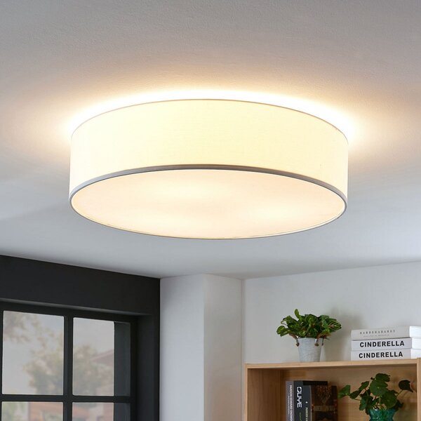 Stropní Lampa Lindby, Gordana, stmívatelné, Bílá, Obývací pokoj, Tkanina / Textil, Moderní