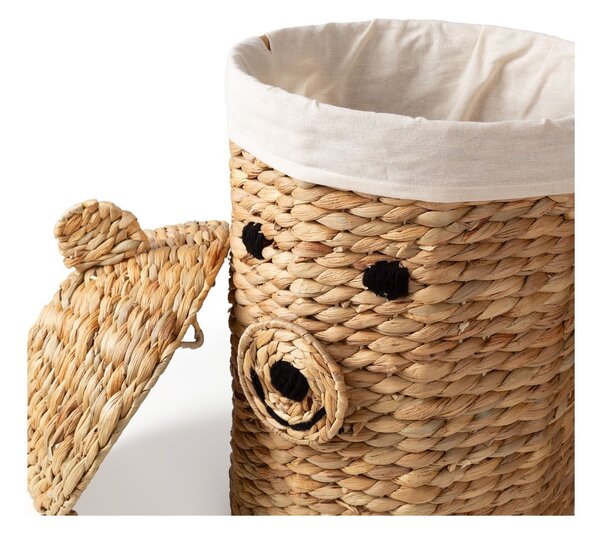 Dětský koš na hračky z vodního hyacintu v přírodní barvě ø 30x56 cm Bear – Compactor