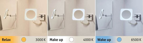 P 78933 HomeSpa LED kosmetické zrcadlo Jora 3-násobné zvětšení IP44 chrom/bílá/zrcadlo 3,3W měnitelná bílá - PAULMANN