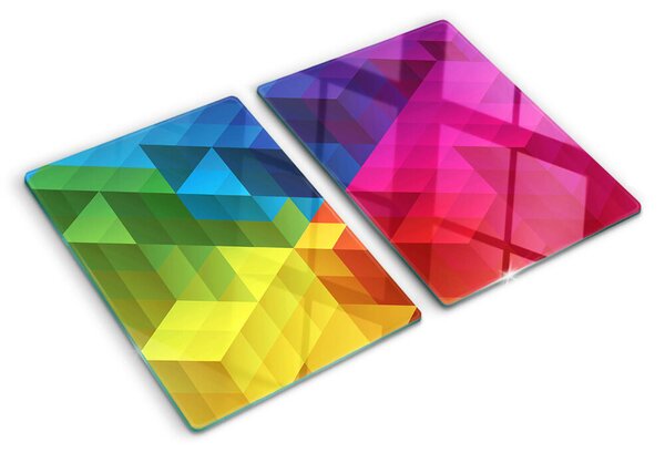 Skleněné krájecí prkénko Barevná geometrie v trojúhelnících ddk-nr-wm-00005926