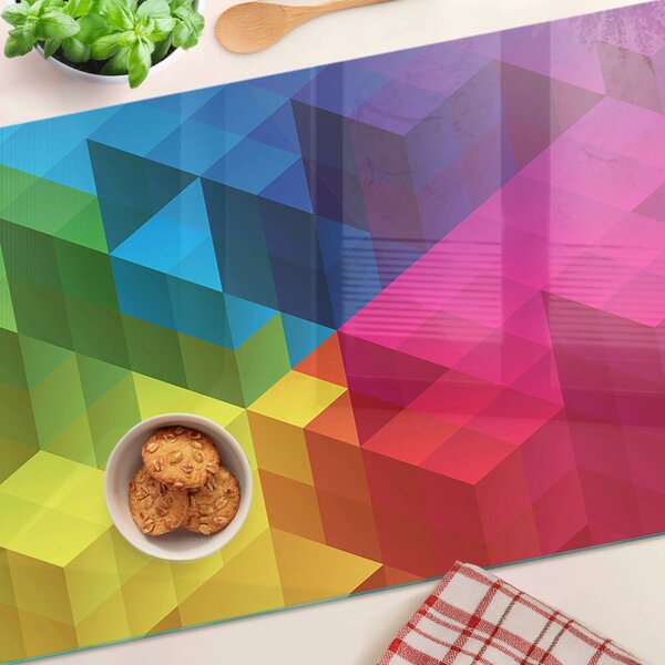 Skleněné krájecí prkénko Barevná geometrie v trojúhelnících ddk-nr-wm-00005926