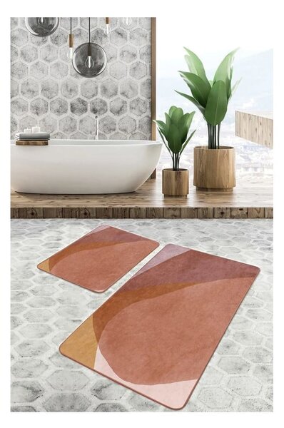 Hnědé sametové koupelnové předložky v sadě 2 ks 60x100 cm – Mila Home