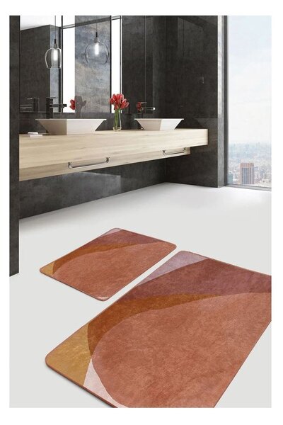 Hnědé sametové koupelnové předložky v sadě 2 ks 60x100 cm – Mila Home