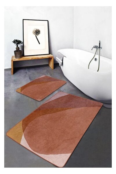 Hnědé sametové koupelnové předložky v sadě 2 ks 60x100 cm – Mila Home