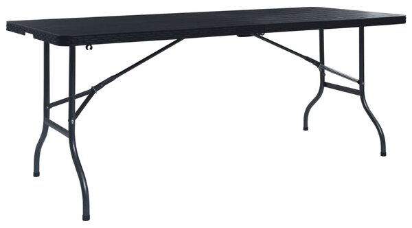Skládací zahradní stůl černý 180x75x72 cm HDPE imatace ratan