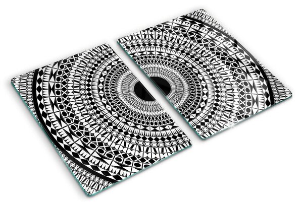 Skleněná deska do kuchyně Mandala v odstínech černé a bílé ddk-nr-wm-00005928