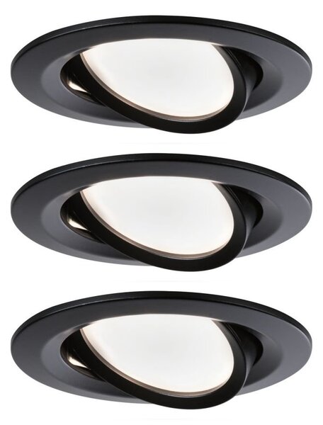 P 94472 LED vestavné svítidlo Nova kruhové 3x6,5W černá/mat výklopné 3-krokové-stmívatelné teplá bílá 3ks sada - PAULMANN