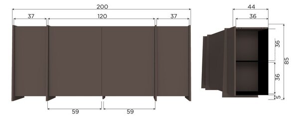 Tmavě hnědá komoda v dekoru jasanu 200x85x44 cm Brock – WOOOD