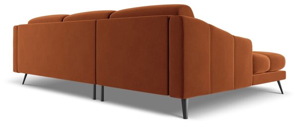 Oranžová sametová rohová pohovka (levý roh) Nalu – Makamii