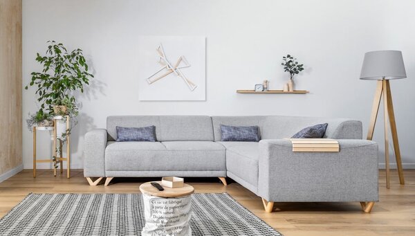 Světle šedá rozkládací/s úložným prostorem rohová pohovka (pravý roh/do L) Classy Sophie – Miuform