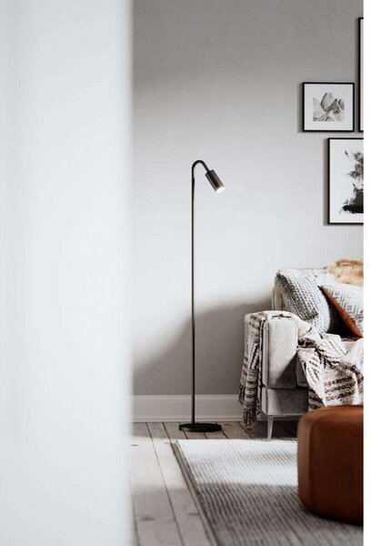 Stojací Lampa By Rydéns, Curve, Černá, Obývací pokoj, Kov, Moderní