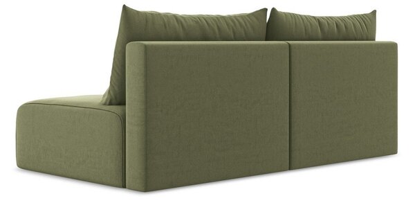 Zelená sametová rozkládací/s úložným prostorem pohovka 216 cm Kalena – Makamii